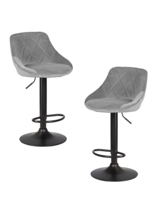 Стул барный DOBRIN LOGAN BLACK (серый велюр (MJ9-75)) 2 шт_0