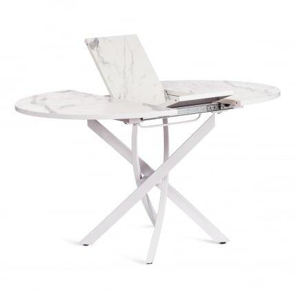 Стол MANZANA ЛДСП/HPL/металл, 100 х 100+30 х 75 см, Мрамор светлый/белый_3