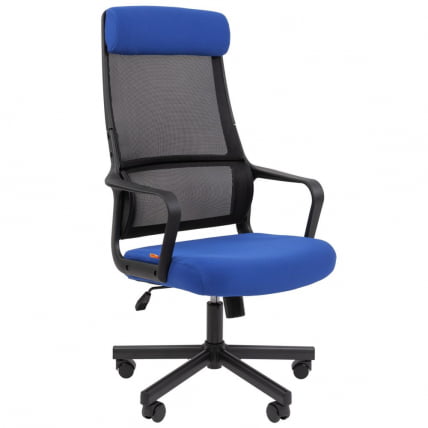 Кресло руководителя Chairman 590 ткань/сетка Синий_0