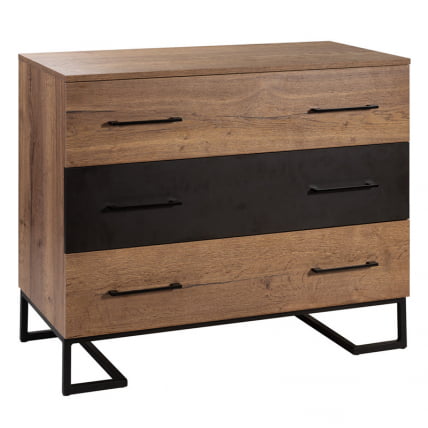 Комод Лофт с 3 ящиками Дуб табак/Графит / Loft_0