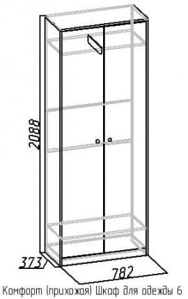 Шкаф для одежды 6 Комфорт Венге (прихожая)_1