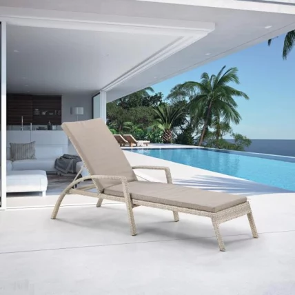 Шезлонг-лежак плетеный A30C2-W85 Latte с матрасом_0