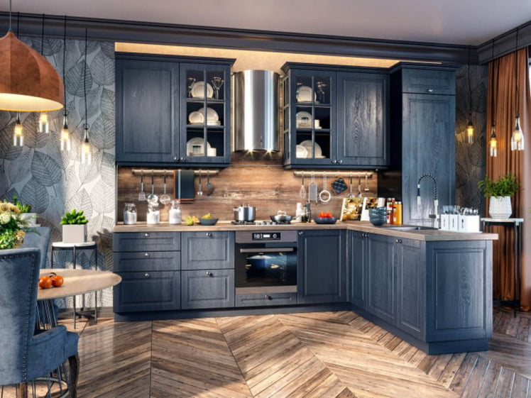 Тумба кухонная окончание 350 Мокка ЛД 274.220.000.140 Черная Дуб фактурный антрацит_1