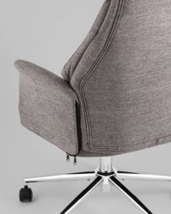 Кресло офисное TopChairs Neoma светло-серый экокожа ткань_10