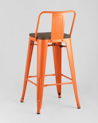 Полубарный стул Tolix Wood со спинкой Оранжевый_5