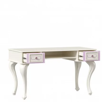 Стол письменный с полкой навесной и банкеткой Маркиза 04 Алебастр Шампань_10