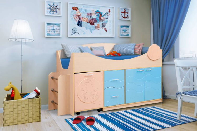 Уголок школьника Юниор-12.2 МДФ матовый Дуб молочный/Розовый металлик/Голубой металлик_0