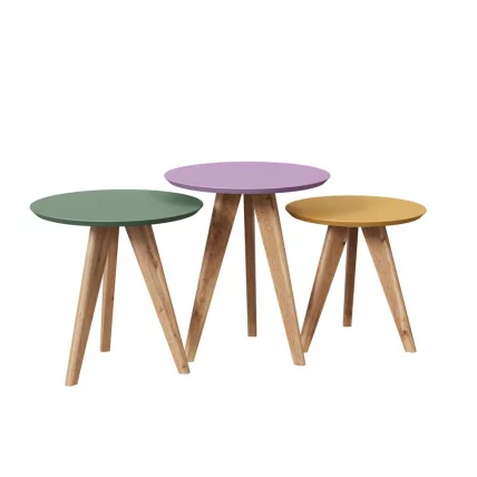 Комплект журнальных столов Тип 8 Софт Шафран Болотный Софт Сирень Дуб Вотан_2