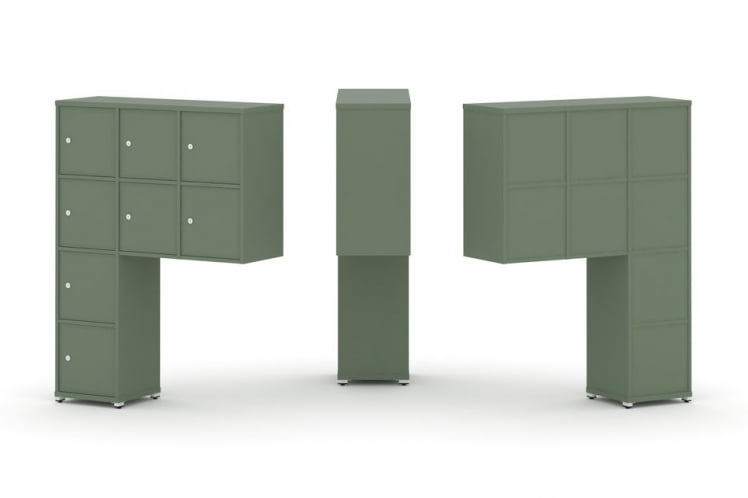 Надставка на стол высокая односторонняя + задняя стенка (8 шт.) + распашной фасад (8 шт.) CONCEPT CN.ONV-010 Кобо Белый металл_0