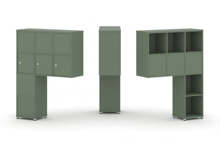 Надставка на стол высокая двухсторонняя + задняя стенка (8 шт.) + распашной фасад (3 шт.) CONCEPT CN.DNV-010 Кобо Белый металл_0