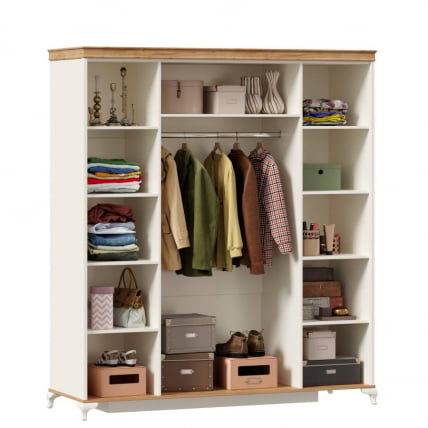 Шкаф четырехстворчатый с 4 зеркалами Вилладжио Алебастр/Дуб золотой_2