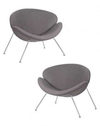 Кресло дизайнерское ДОБРИН ЕМИЛЙ (серая ткань АФ7, хромированная сталь) 2 шт / DOBRIN EMILY AF7,_0