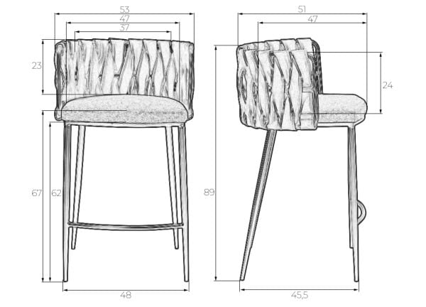Стул полубарный ДОБРИН АМЕЛИА CОУНТЕР (серая ткань (Ф-48), темно-серый винтажный ПУ (МФ-12)) 4 шт / DOBRIN AMELIA COUNTER (F-48), PU (MF-12))_9