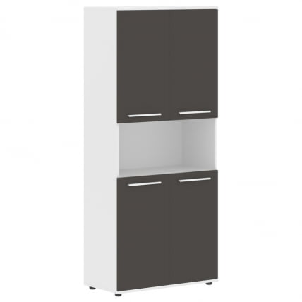Шкаф с двумя комплектами глухих малых дверей ЕДИС ЕХCС 85.4 Мокко Белый Белый / EDIS EHCS_0