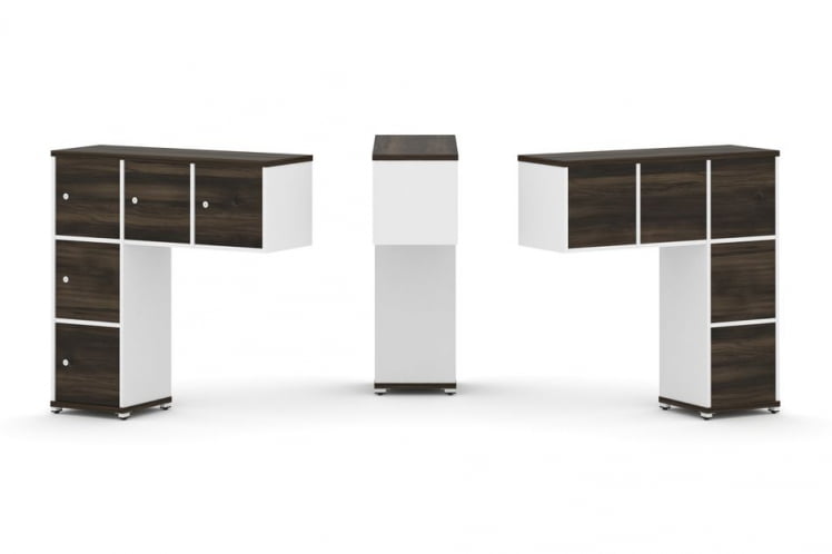 Надставка на стол низкая односторонняя + задняя стенка (5 шт.) + распашной фасад (5 шт.) CONCEPT CN.ONN-007 Дуб Мали Белый бриллиант Белый металл_0