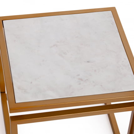 Столик кофейный Secret De Maison QUATTRO ( mod. 14153 ) алюминиевый сплав/мрамор, 41*41*41 см, золотой/белый мрамор_1