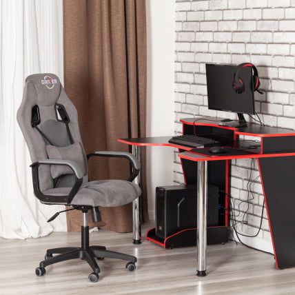 Кресло DRIVER (22) флок/ткань, серый/серый, 29/TW-12_20