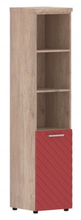 Шкаф колонка с глухой малой дверью и топом (правый) Torr LUX TLHC 42.5 R Дуб Каньон Красный_0