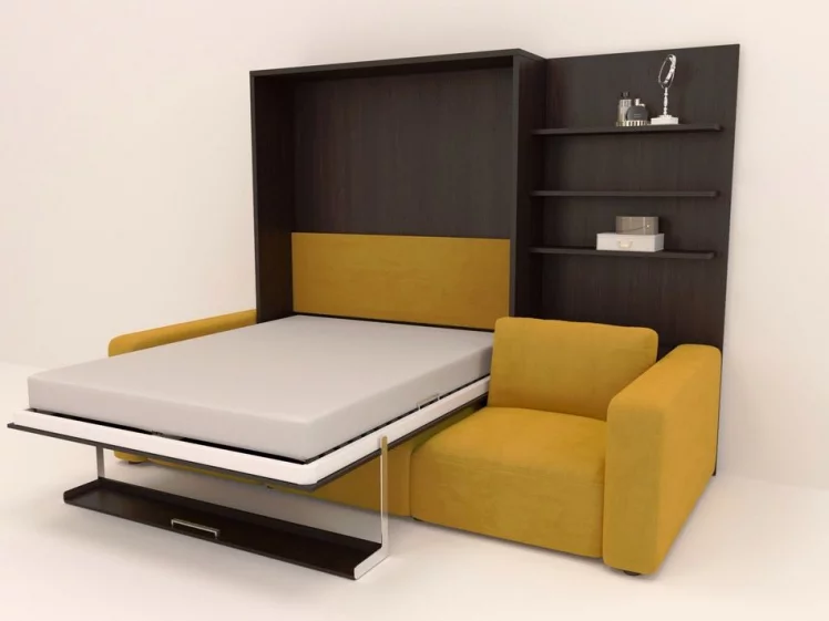 Диван кровать-трансформер Смарт 1 с пуфом 3-в-1 1600 правый Венге_1