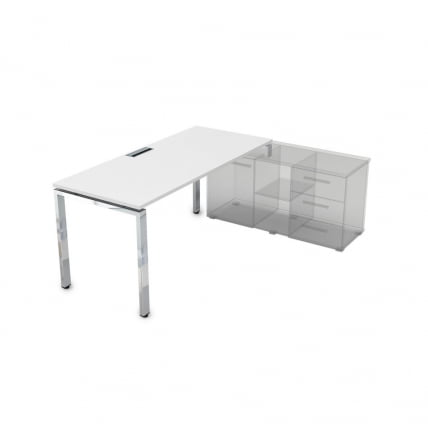 Стол рабочий, прямолинейный три опоры, правый GLOSS LINE НСТП-П.984 Белый Премиум_0