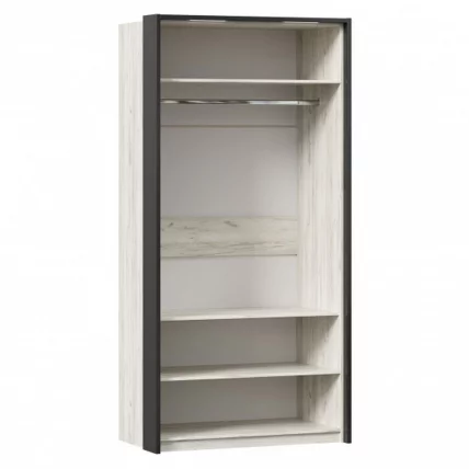 Шкаф двухстворчатый с комбинированными дверями и паспарту Техно 04 Дуб Крафт белый Серый шифер_2