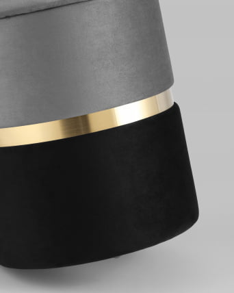 Пуф Кэрри с ящиком велюр Серо-черный_5