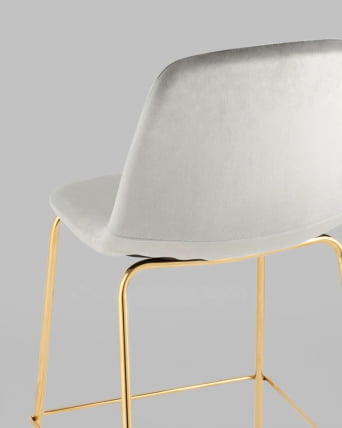 Стул полубарный Валенсия SN велюр Серый золотые ножки_3