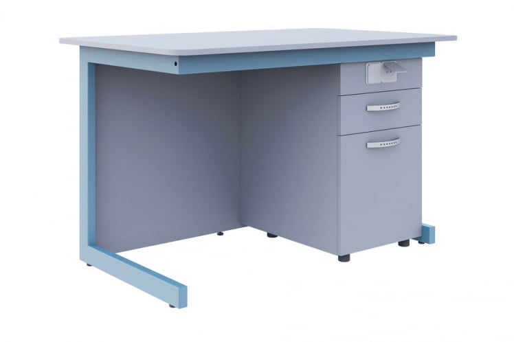 Стол преподавателя для кабинета физики/ химии/ биологии Голубой/Серый_0