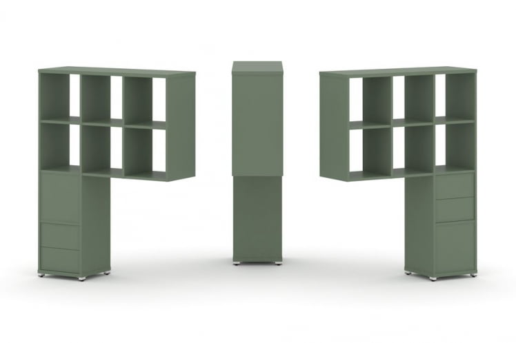 Надставка на стол высокая двухсторонняя + задняя стенка (2 шт.) + блок с 2-мя ящиками (2 шт.) CONCEPT CN.DNV-008 Кобо Белый металл_0