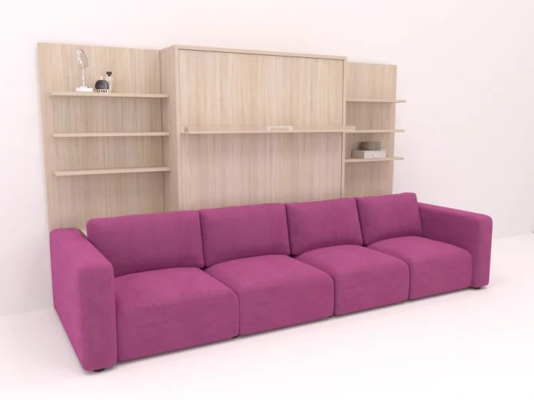 Диван кровать-трансформер Смарт 1 с полками К 1600 Дуб молочный_0