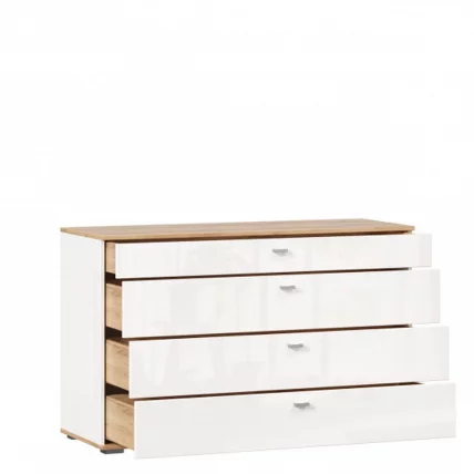 Комод 1200 с 4 ящиками и зеркалом Фиджи 011 Дуб Золотой Белый_6