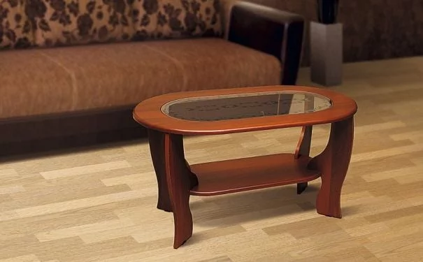 Стол журнальный со вставкой из стекла овальный (Итальянский орех)_0