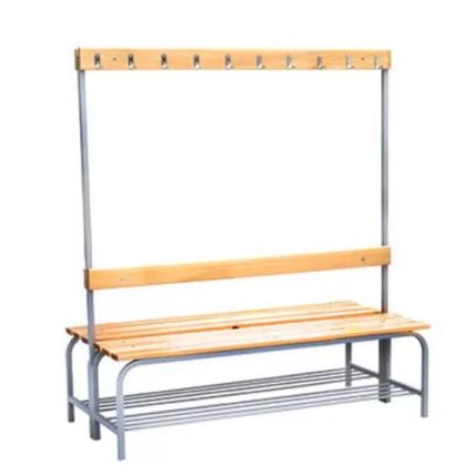 Скамья для спортивных раздевалок 1500 двухсторонняя с полкой под обувь_0