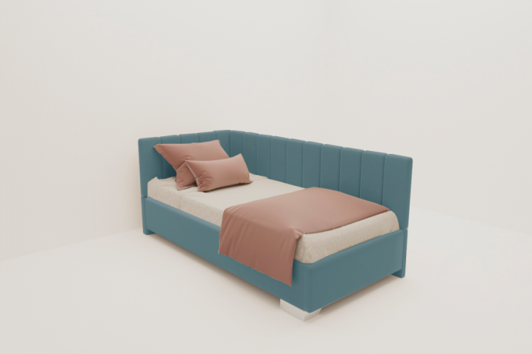 ДЕТСКАЯ МЯГКАЯ ИНТЕРЬЕРНАЯ КРОВАТЬ ТЕРРА БЕЗ ОСНОВАНИЯ (BERHOUSE) Материал фасада: Металл/Велюр; Спальное место: 900х1900; Цвет: Голубой_0