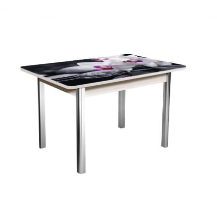 Стол нераздвижной 1,2 Победа, СТЕКЛО, опоры полуовал ХРОМ, Беленый дуб/R041_78930_0