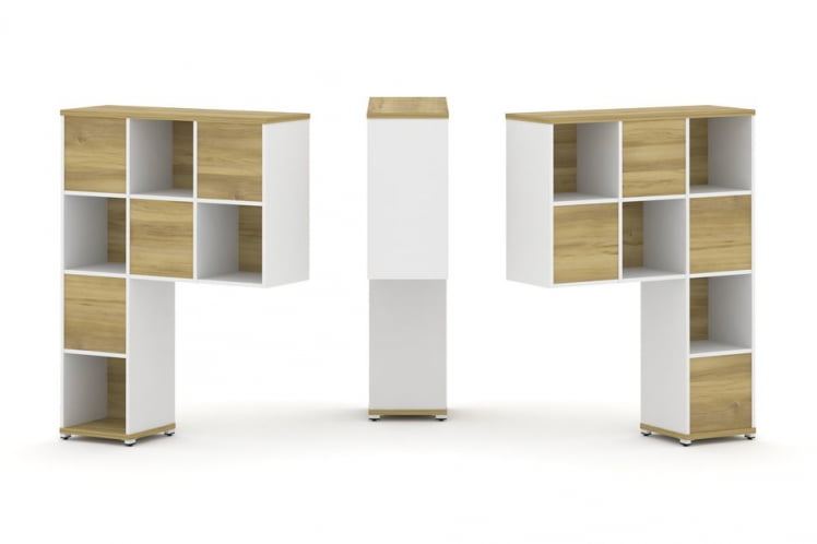 Надставка на стол высокая двухсторонняя + задняя стенка (8 шт.) CONCEPT CN.DNV-001 Дуб Винченцо Белый бриллиант Белый металл_0