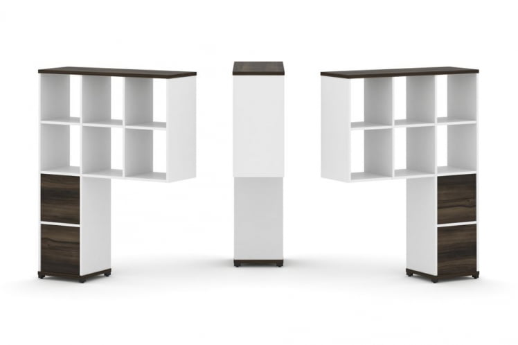 Надставка на стол высокая двухсторонняя + задняя стенка (2 шт.) + блок с 2-мя ящиками (2 шт.) CONCEPT CN.DNV-008 Дуб Мали Белый бриллиант Черный металл_0