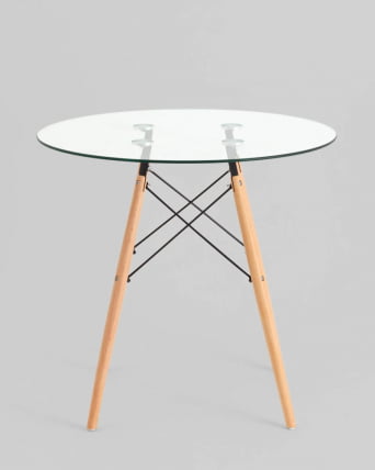 Стол круглый EAMES DSW NEW D=80 прозрачный стеклянный_1
