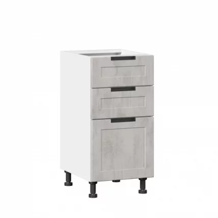 Тумба кухонная 400 с 3 ящиками (4) Джамис ЛД 296.110.000.007 Белый Белый камень_0