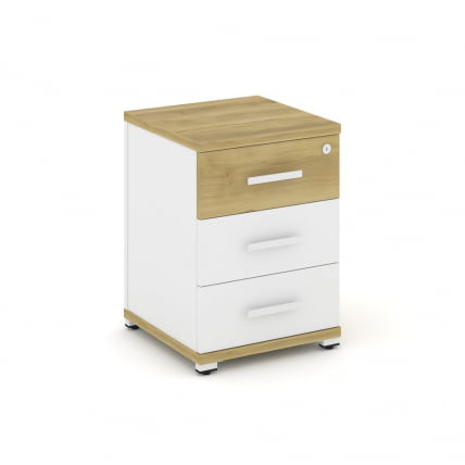 Тумба опорная/приставная с 3-мя ящиками CONCEPT CN.TUO-001 B/W Дуб Винченцо Белый бриллиант Белый_0