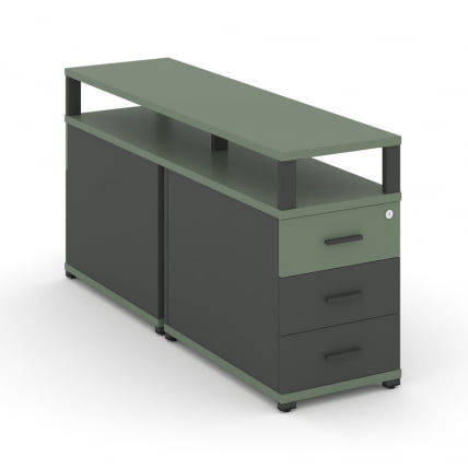 Тумба двухсторонняя опорная приставная с 3-мя ящиками и надставкой CONCEPT CN.DTGP-001 B/W Кобо Антрацит_0