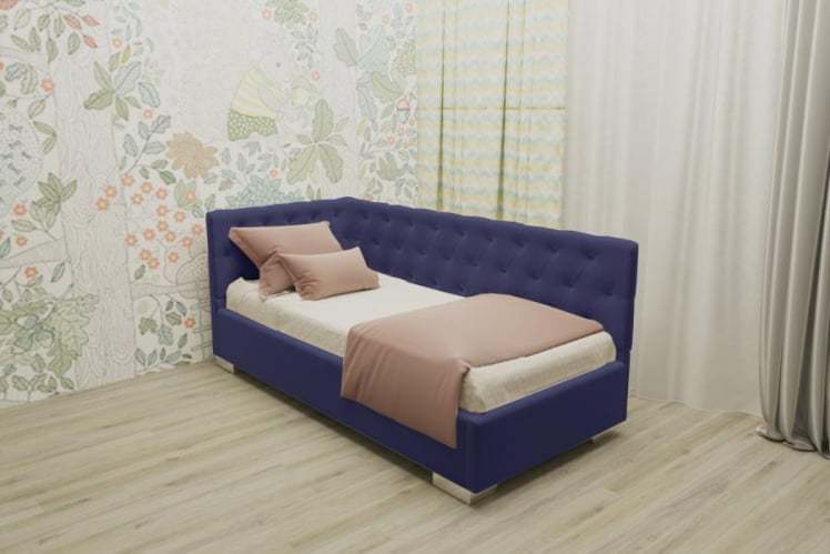 ДЕТСКАЯ МЯГКАЯ ИНТЕРЬЕРНАЯ КРОВАТЬ ВЕРСАЛЬ БЕЗ ОСНОВАНИЯ (BERHOUSE) Материал фасада: Металл/Велюр; Спальное место: 800х2000 мм; Цвет: Синий_0