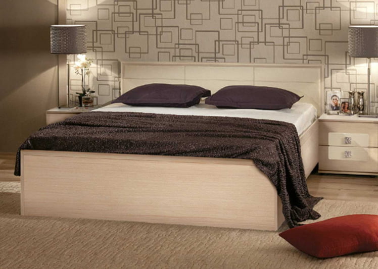 Кровать АМЕЛИ 1 1800 с основанием дерево (дуб отбеленный)_0