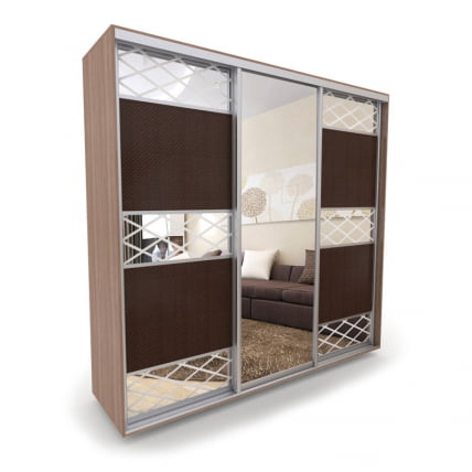 Шкаф-купе 3-х дверный Акцент-Лайн КР 2400х600 Ясень шимо тёмный_0