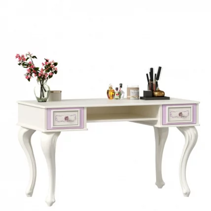 Стол письменный с полкой навесной и банкеткой Маркиза 04 Алебастр Шампань_8