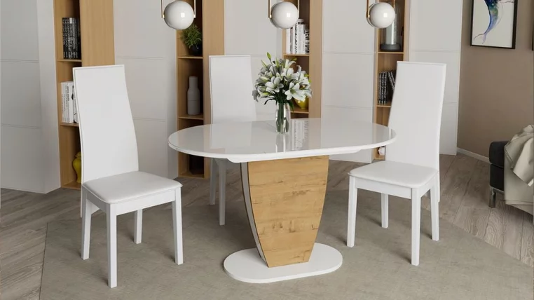 Стол обеденный Монреаль Тип 1 Белый глянец/бунратти_2