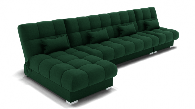 Диван Фиеста-3 угол левый/правый (ЗР) Цвет фасада: Зеленый; Тип: Левый/правый; Материал фасада: Металл/Велюр_0