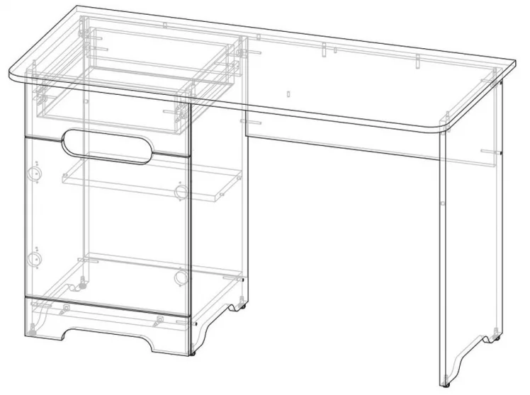 Стол Палермо-3 Юниор Белый глянец Ясень шимо светлый Красный_4