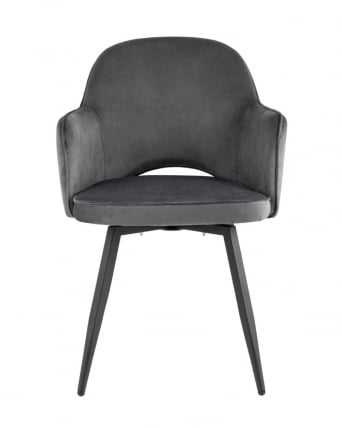 Стул Венера вращающийся велюр серый с полокотниками_1