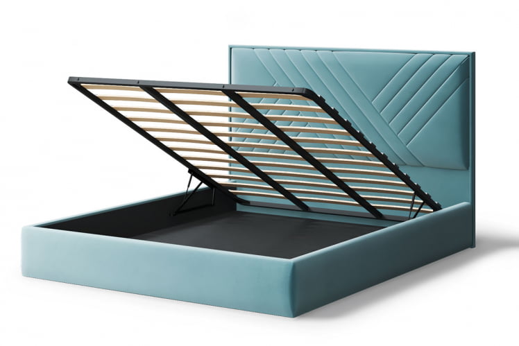 Кровать МИРА 2000*1200мм (без опор), велюр NEO 22 (бирюзовый), (б/основания, б/матраса)_2